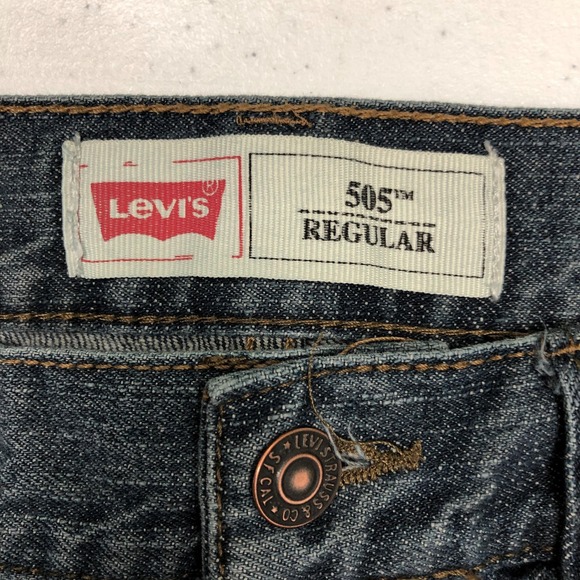 Levis 505 Jeans Boys 10 Husky W30 L26 Blue Denim Regular Fit Classic Youth Kids - Picture 4 of 13